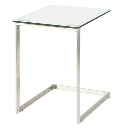 Clear Glass & Metal End Table - 19.25" Modern Design for Living Room