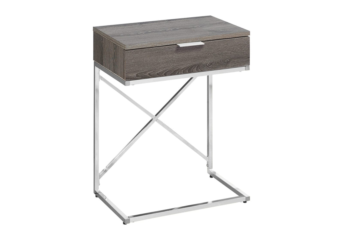 Taupe Accent Table with Storage Drawer - Side/Nightstand for Living Room
