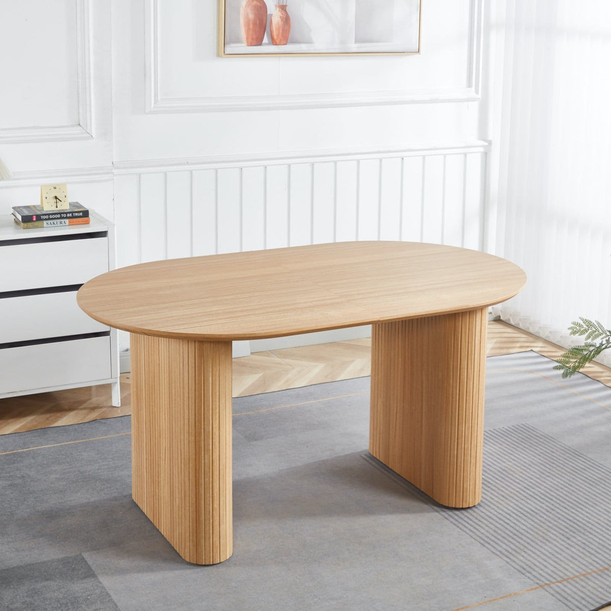 4-6 Person Oak Dining Table - MDF Top