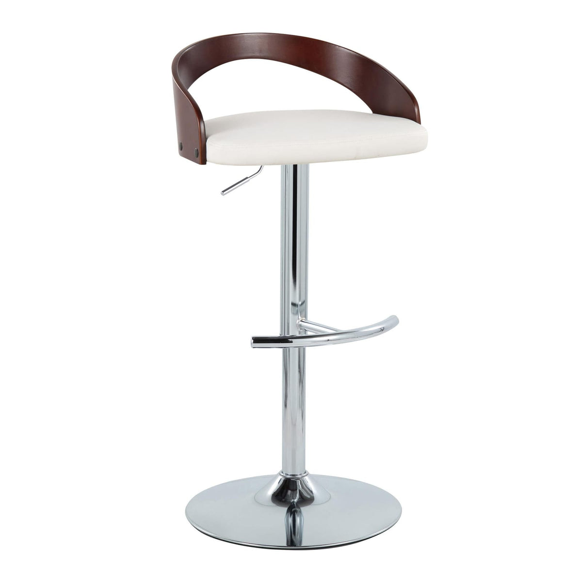 Adjustable Barstool Set - Mahogany PU Leather, Swivel & Chrome Base