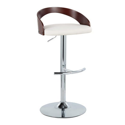 Adjustable Barstool Set - Mahogany PU Leather, Swivel & Chrome Base