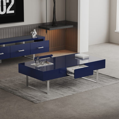 Blue MDF Steel Coffee Table - 52" x 26.8"