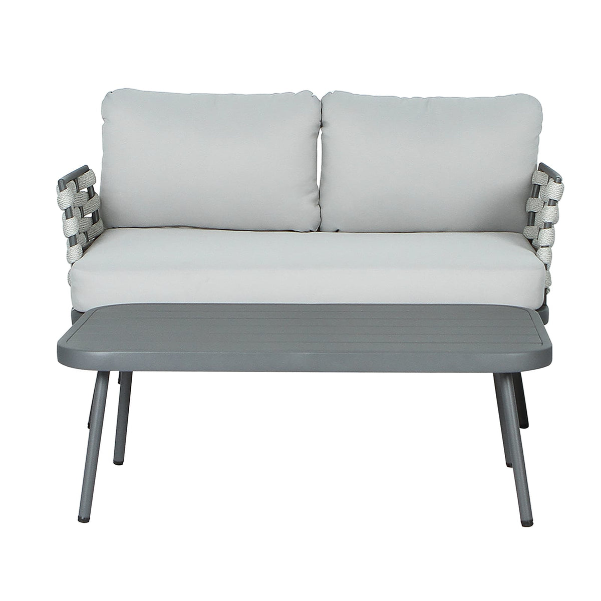 Gray+Gray Mariano Steel Loveseat and Table - 2 Person Patio Set