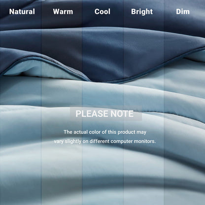Full/Queen Reversible Tencel Comforter - Blue, Breathable & Cooling