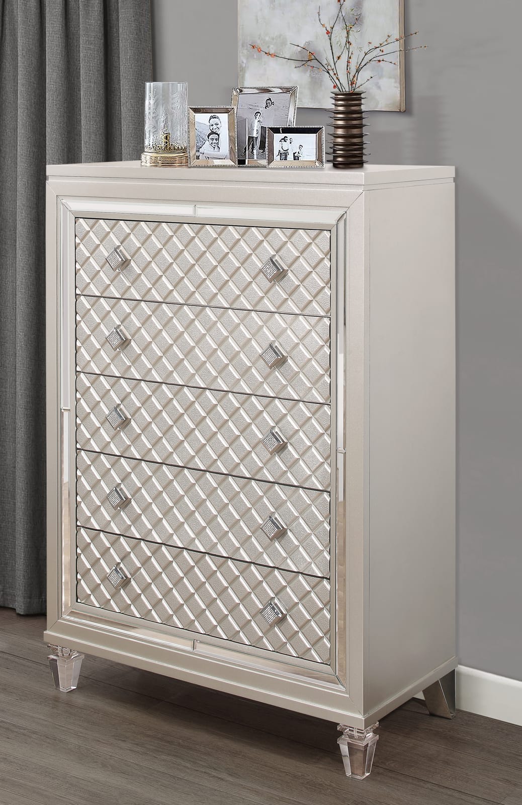 CROSS GLAM CHAMPAGNE CHEST - Modern Bedroom Dresser