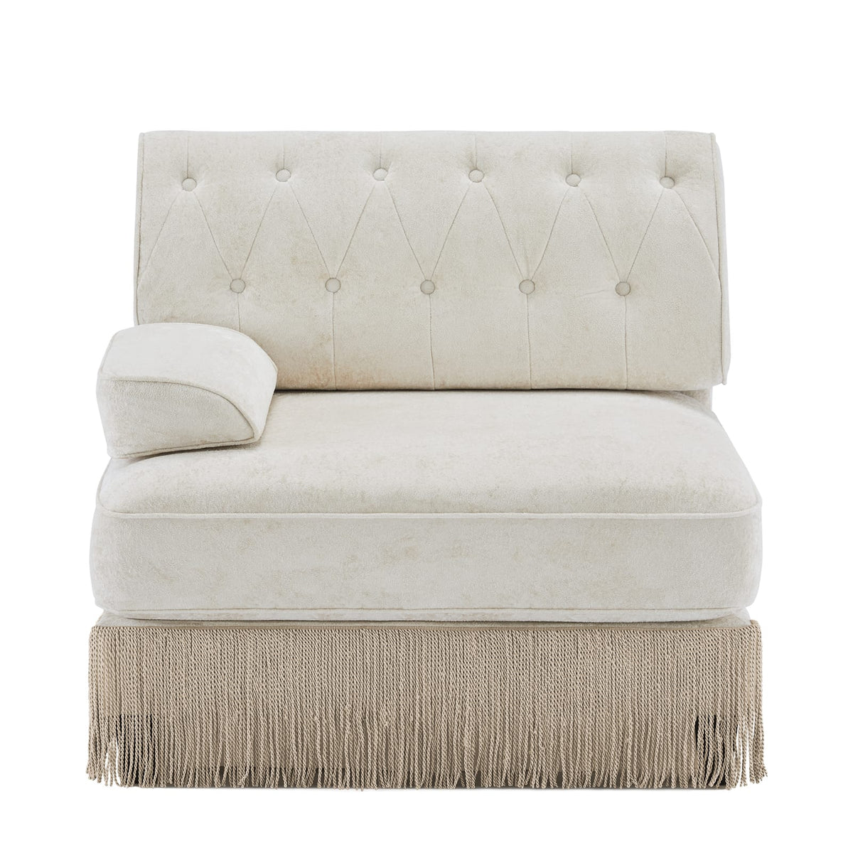 Beige Velvet Modular Sofa - 1 Seat for Living Room Apartments