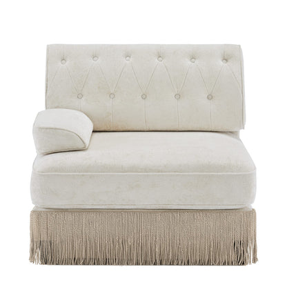 Beige Velvet Modular Sofa - 1 Seat for Living Room Apartments