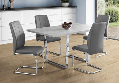 Dining Table, 60" Rectangular, Grey Laminate, Chrome Metal Legs