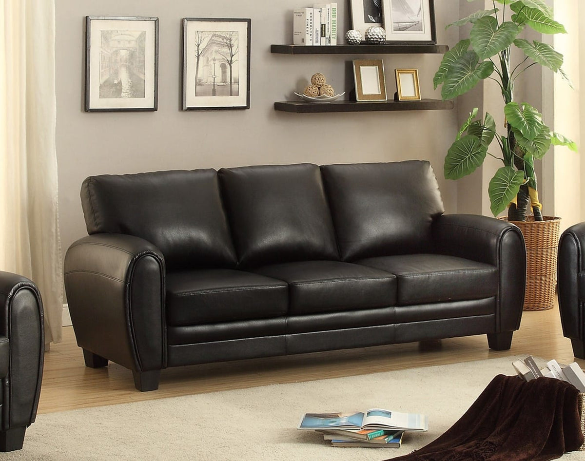 Modern Black Sofa - 3 Seat Contemporary Style for Living Room