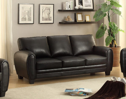 Modern Black Sofa - 3 Seat Contemporary Style for Living Room
