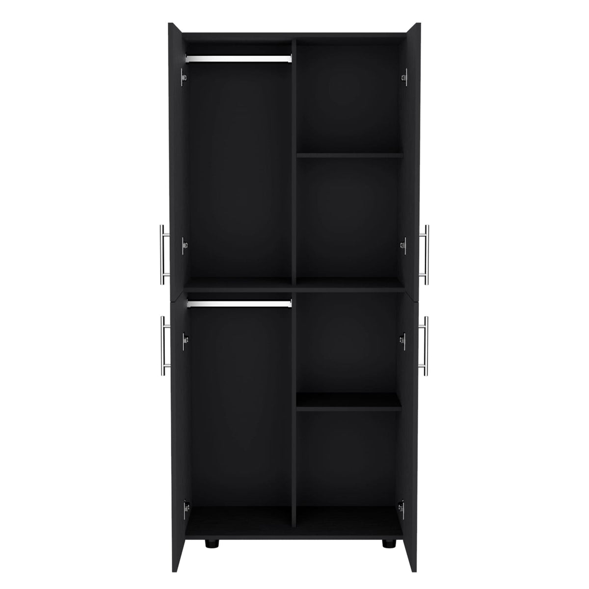 Black Armoire Wardrobe - 70" Tall, Double Doors & Shelves for Bedroom