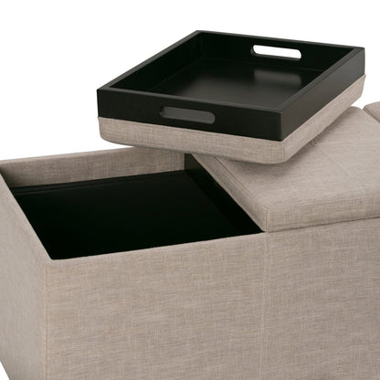 Silver Fabric Storage Ottoman - 41.7" Wide