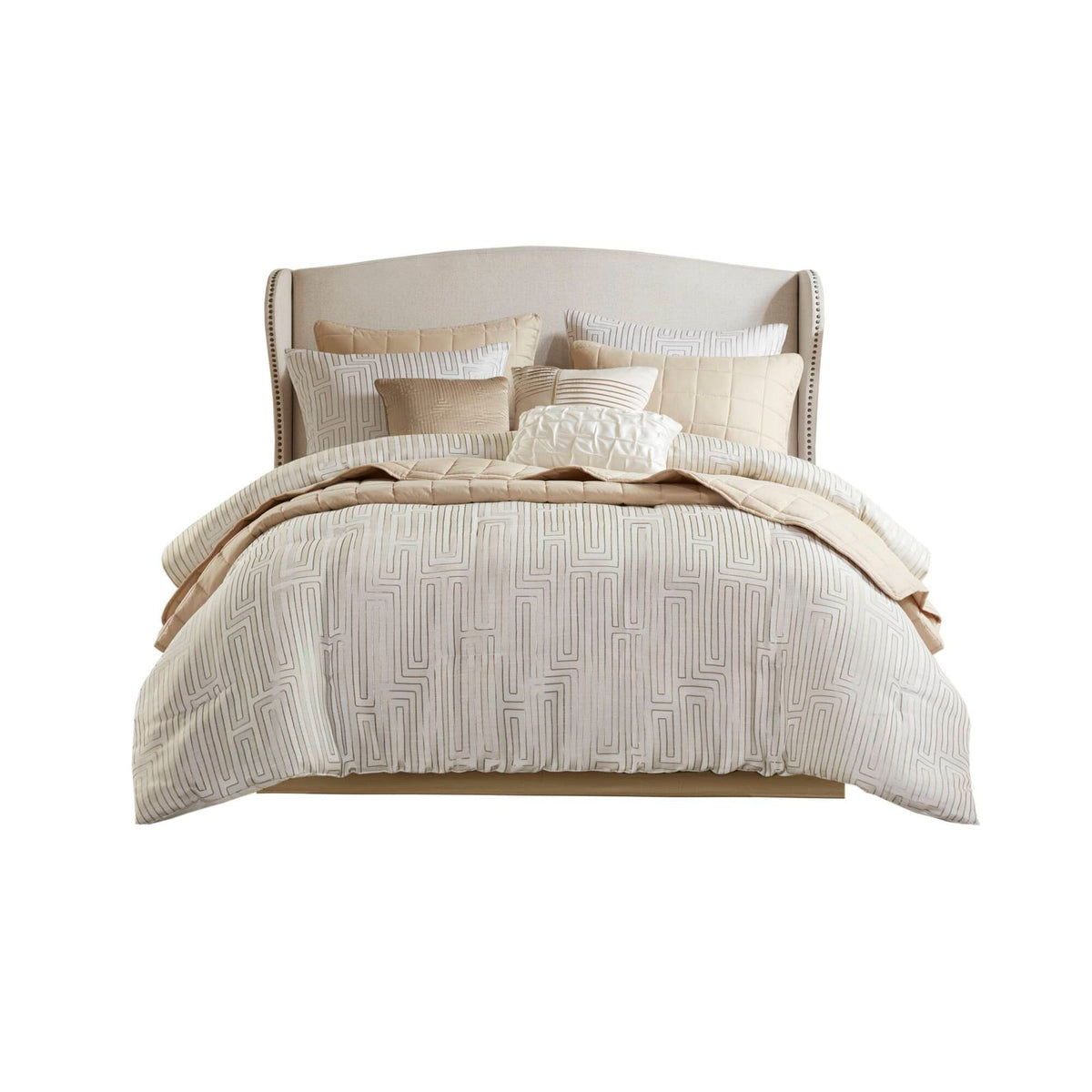 Cal King Comforter Set Ivory - 10 Piece Bedding