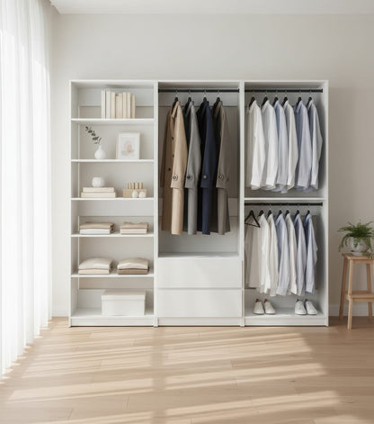 Prosper White Freestanding Walk-In Closet System - Wood & Melamine