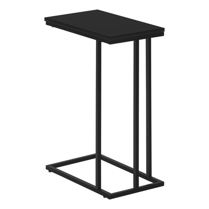 C-Shaped Accent Table - Black MDF & Metal, Modern Side Table