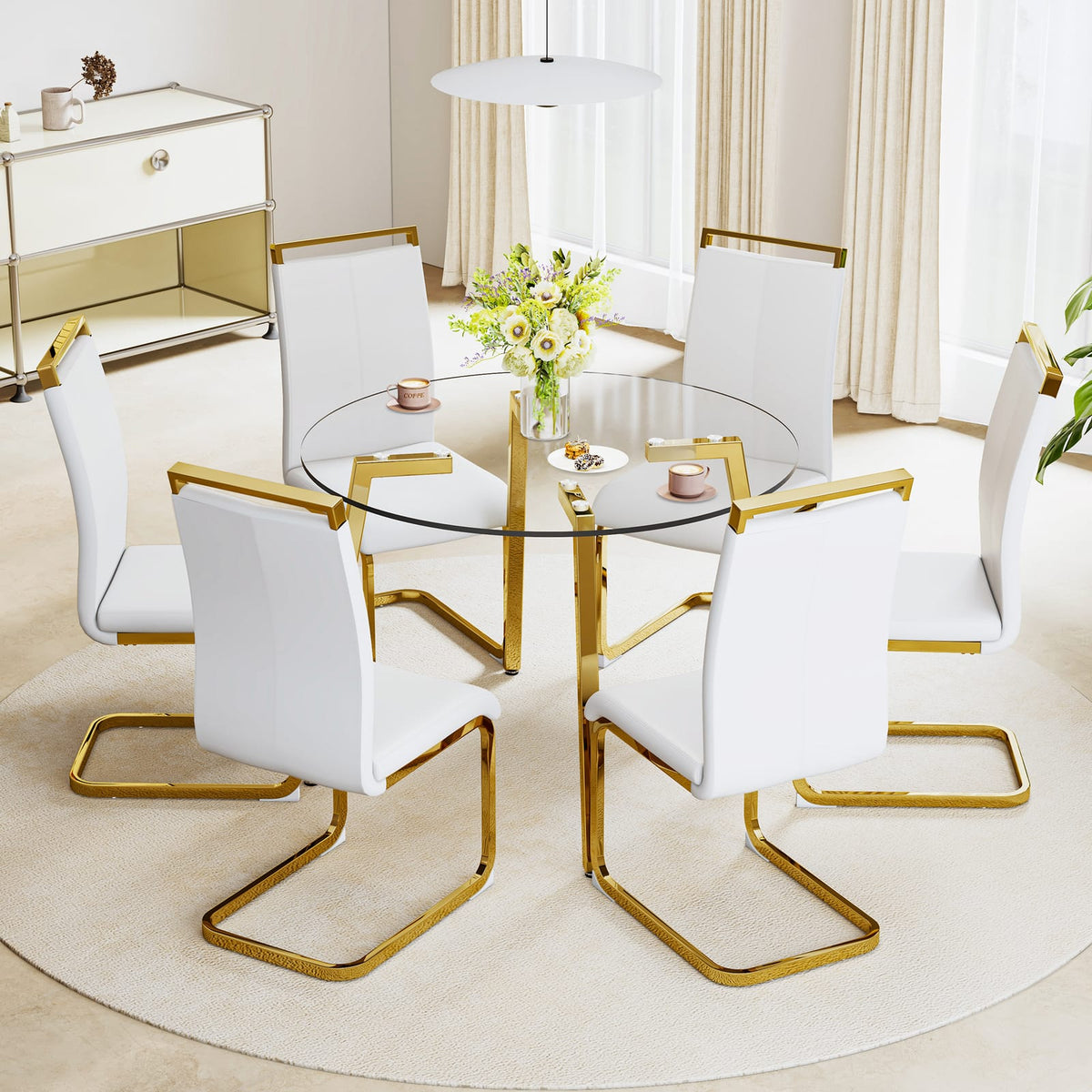 Transparent Tempered Glass Dining Table - 42" Round
