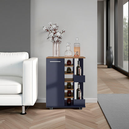 Multicolor Particle Board Kitchen Wine Rack Cabinet with Casters