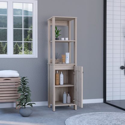 Gray Particle Board Cabinet - 59" High Storage for Living Room