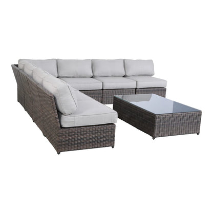 Brown Wicker Patio Furniture Set 8 Piece Outdoor Seating