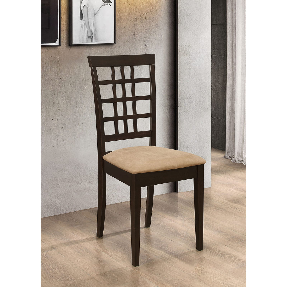 Brown Wood Side Chair for Dining Room Transitional Style