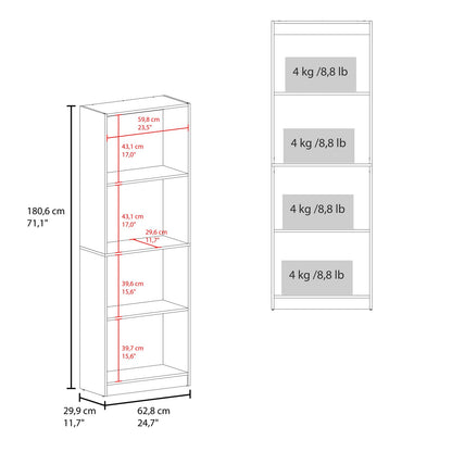 Dark Walnut Bookcase - 4 Shelves, Particle Board for Living Room
