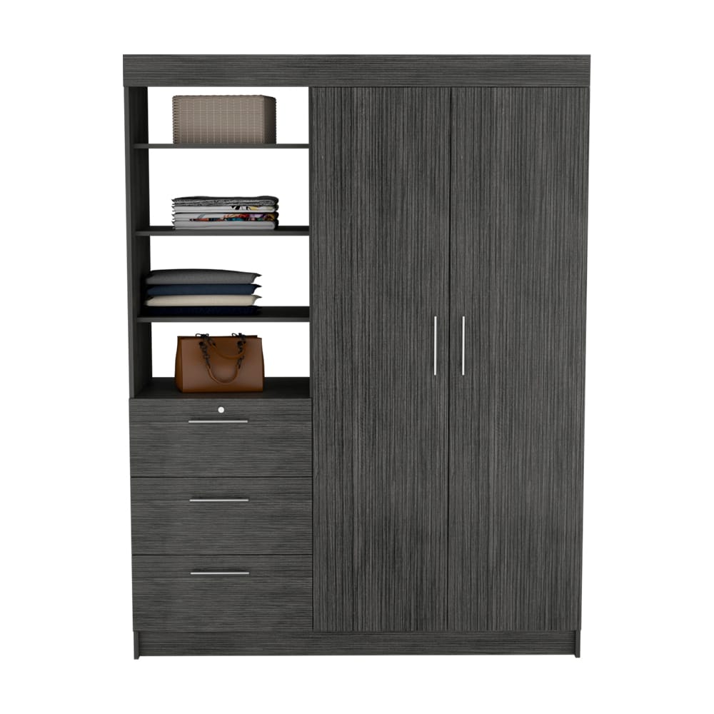 Gray Armoire Rumanu - 2-Door Storage Wardrobe