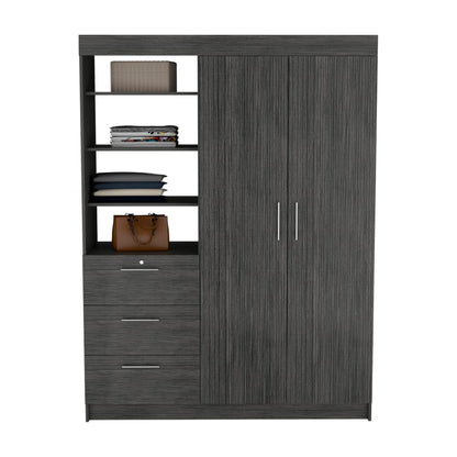 Gray Armoire Rumanu - 2-Door Storage Wardrobe