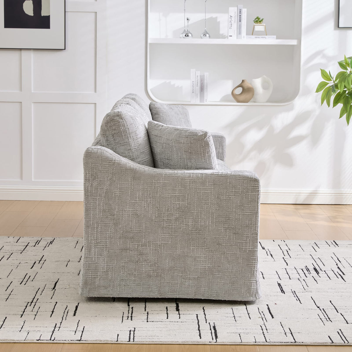 3-Seat Gray Chenille Oversized Sofa - Living Room Seating
