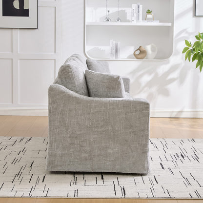 3-Seat Gray Chenille Oversized Sofa - Living Room Seating