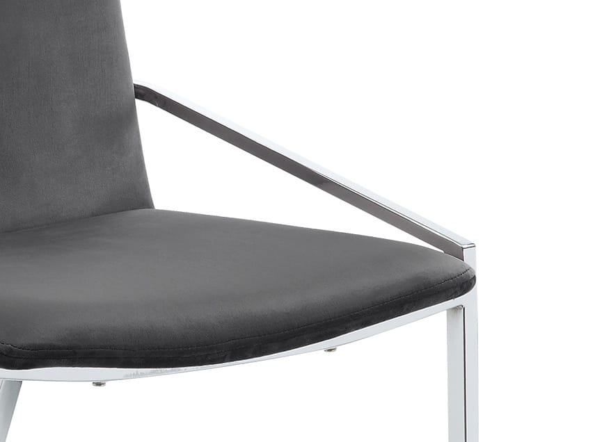 Zlatan Gray Velvet & Chrome Side Chair (Set of 2) - Dining Room Seating