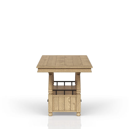 Caramel Solid Wood Dining Table with Storage Drawer for Kitchen