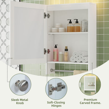 3-in-1 White Bathroom Mirror Cabinet - Wall Mounted Storage
