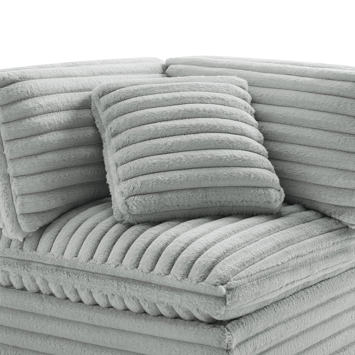 Gray Polyester Modular Sectional Sofa - 2 Pieces for Living Room
