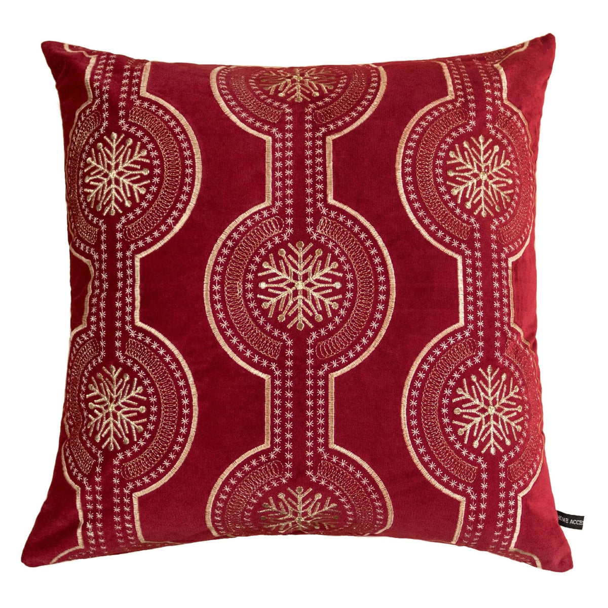 Red Velvet Embroidered Throw Pillow with Insert for Bedroom Decor
