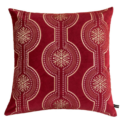 Red Velvet Embroidered Throw Pillow with Insert for Bedroom Decor