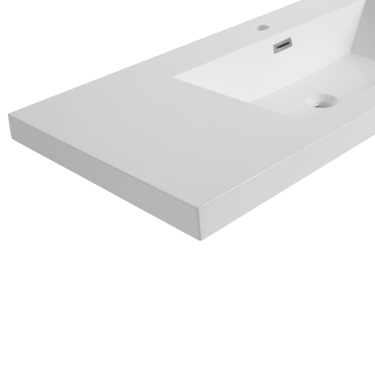 48" Gloss White Resin Bathroom Sink - Durable & Modern