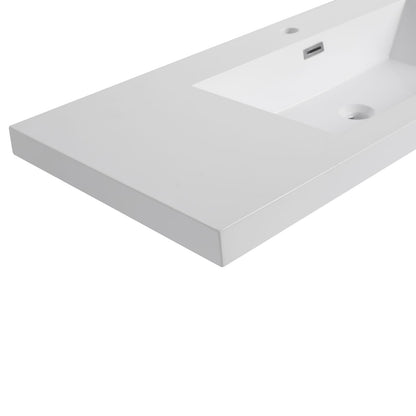 48" Gloss White Resin Bathroom Sink - Durable & Modern