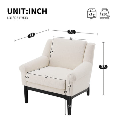 Beige Boucle Accent Chair - 31" Modern Lounge Chair for Living Room