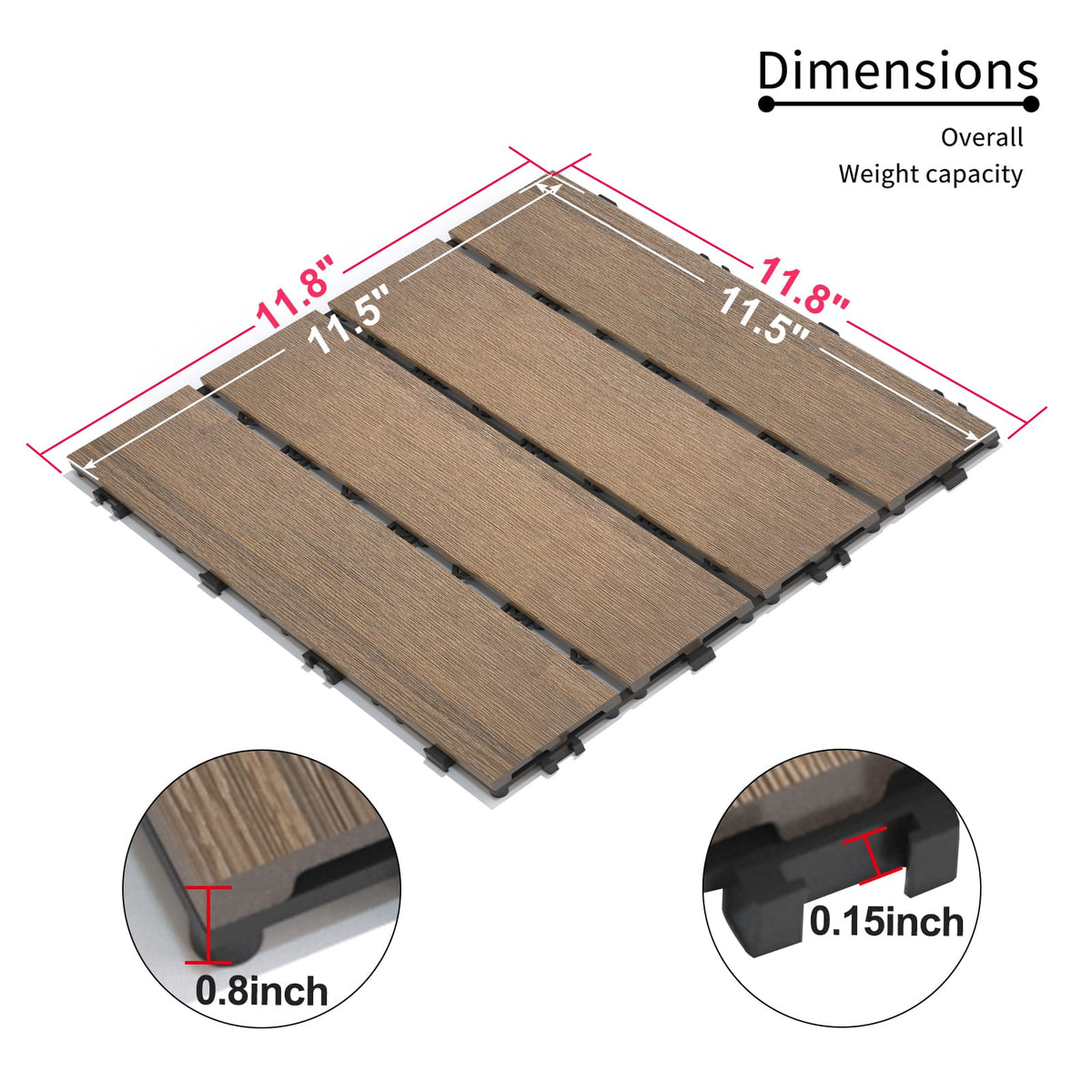 Oak WPC Deck Tiles for Garden and Poolside Decks | Outdoor Flooring