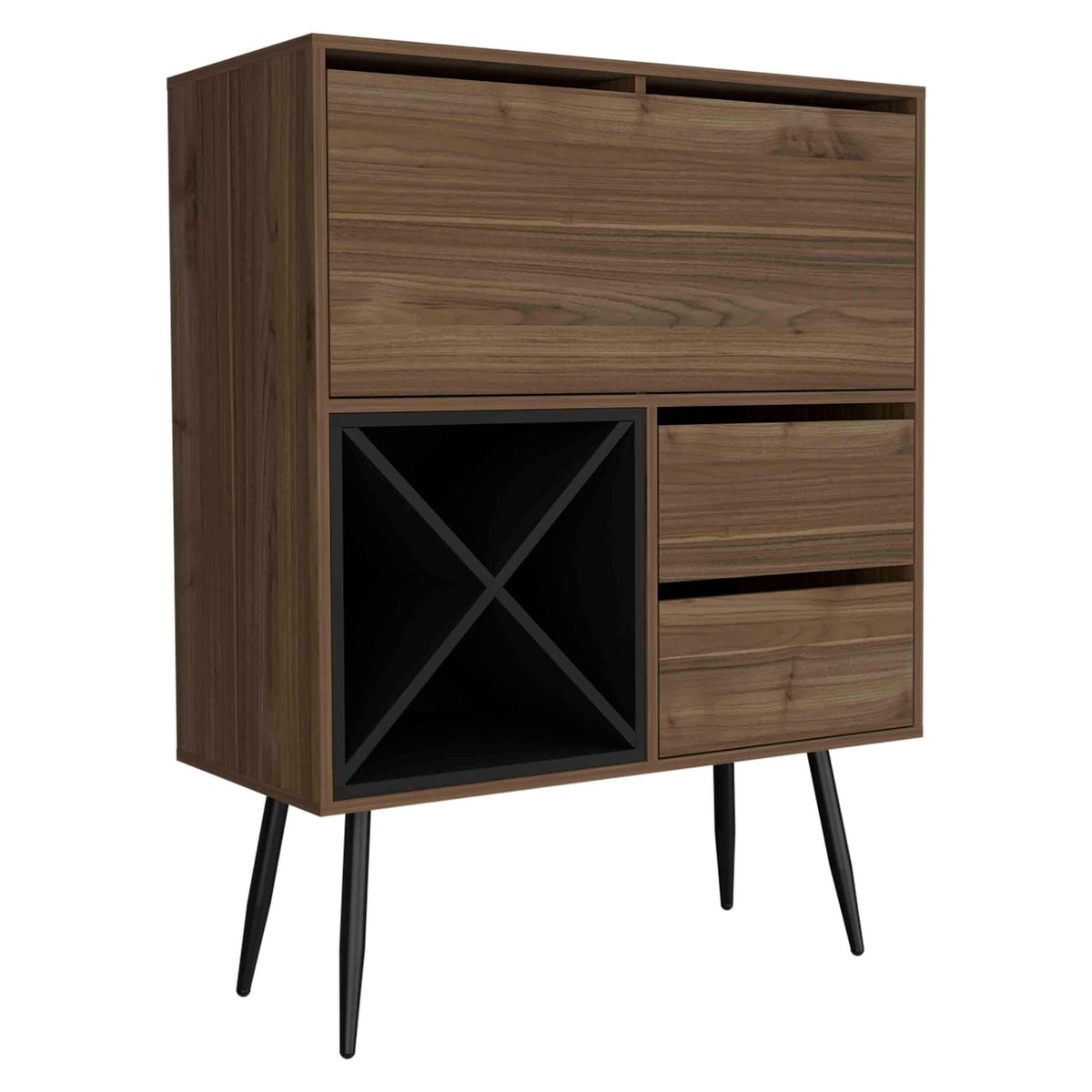 Mahogany Bar Cabinet - 35.4" Wide Storage for Living Room