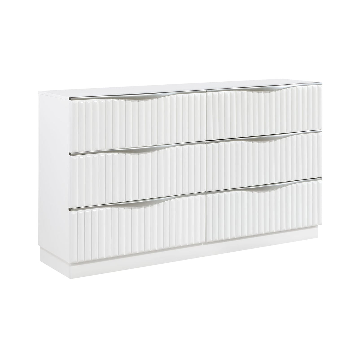 Pearl White Dresser - 6 Drawers, Modern Glam Style
