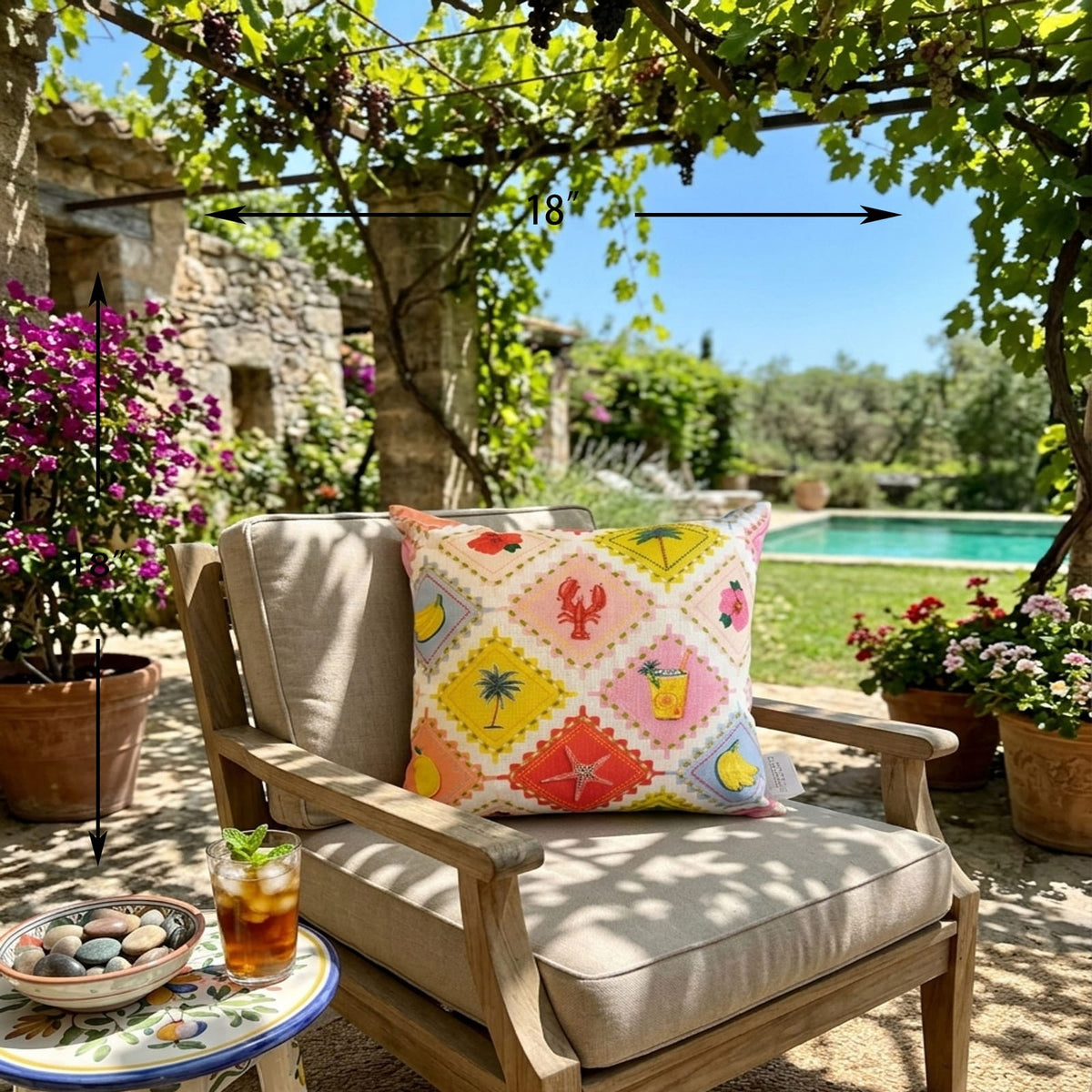 Outdoor Pillows Set of 2 - Multi Color Polyester