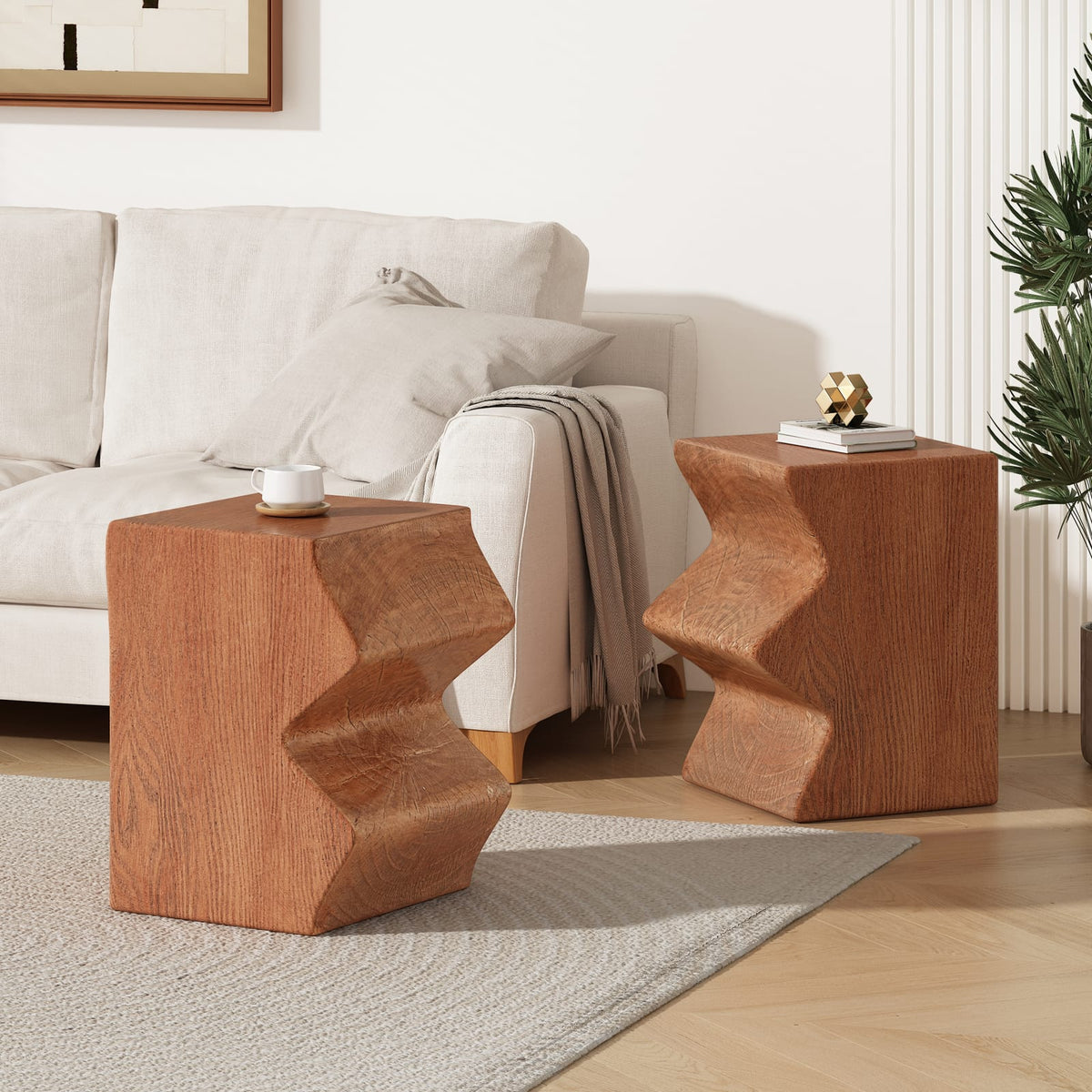 Natural Magnesium Oxide Outdoor Side Tables - Set of 2