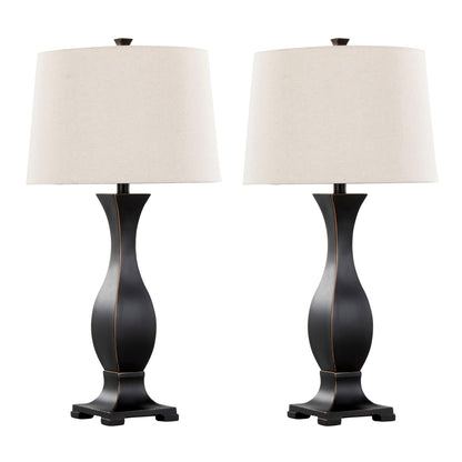 Bronze Linen Table Lamps Set - 29 Inch Modern Style