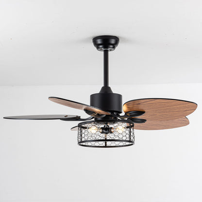 42" Ceiling Fan - Quiet, Remote Control, Noiseless Motor - Matt Black, Wood