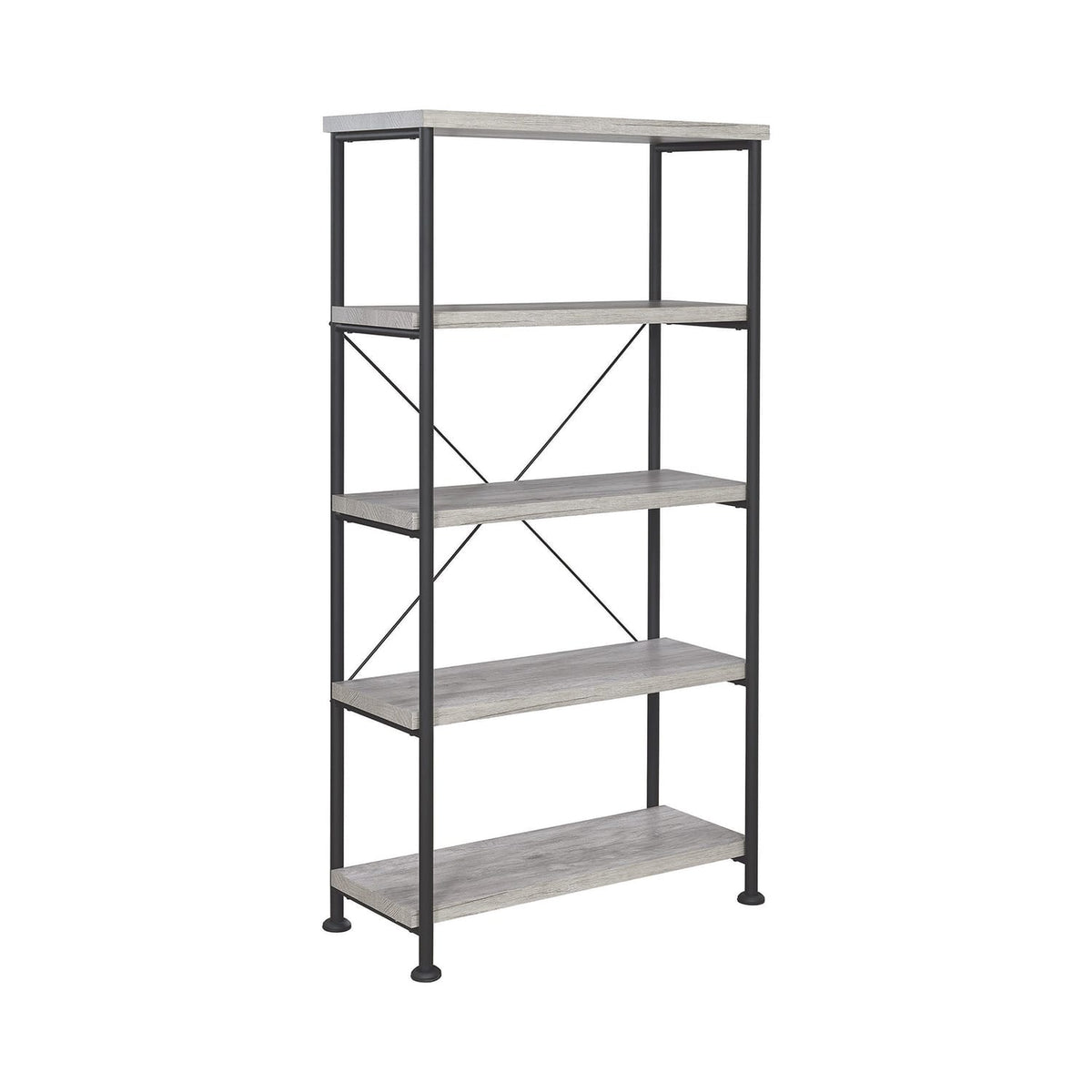4-Shelf Bookcase with Metal Frame - Grey Driftwood