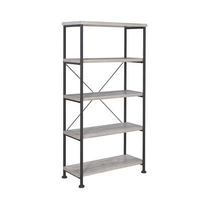 4-Shelf Bookcase with Metal Frame - Grey Driftwood