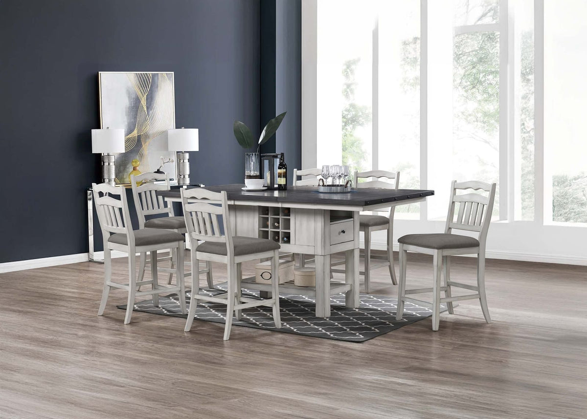 Antique White 7 Piece Dining Set Table with Chairs