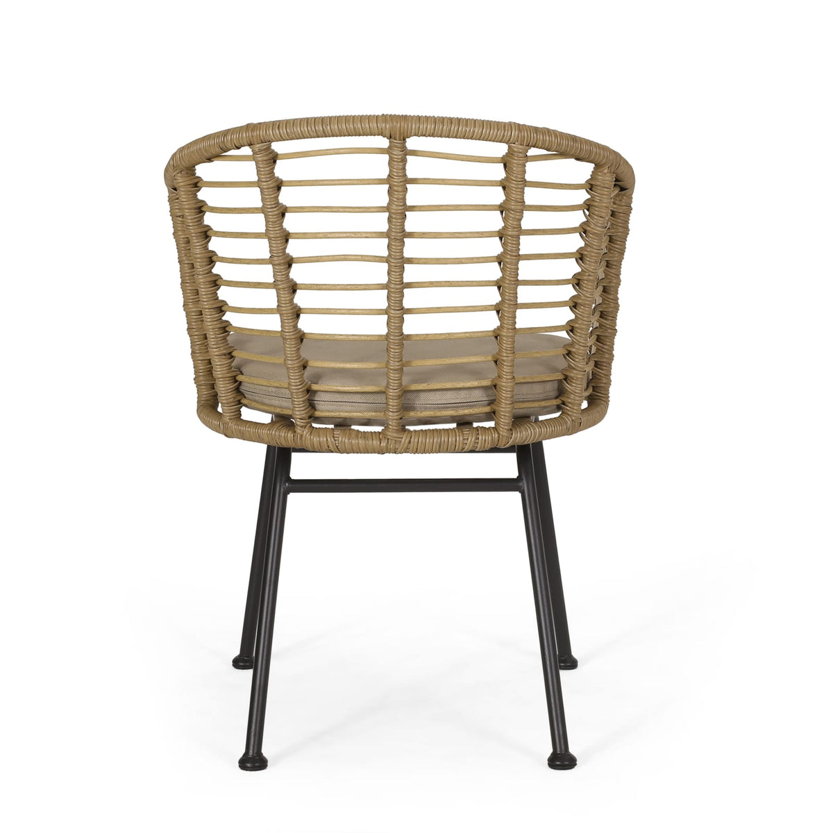 Brown Beige Wicker Patio Chairs Set of 2