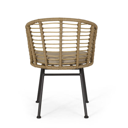 Brown Beige Wicker Patio Chairs Set of 2